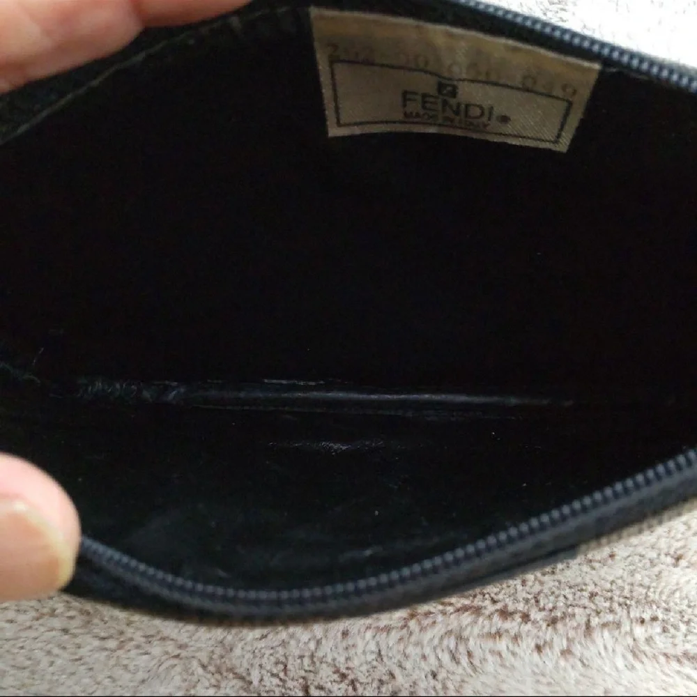 Fendi Vintage Brown Black Canvas Striped Zucca Pouch Clutch - Picture 6 of 11